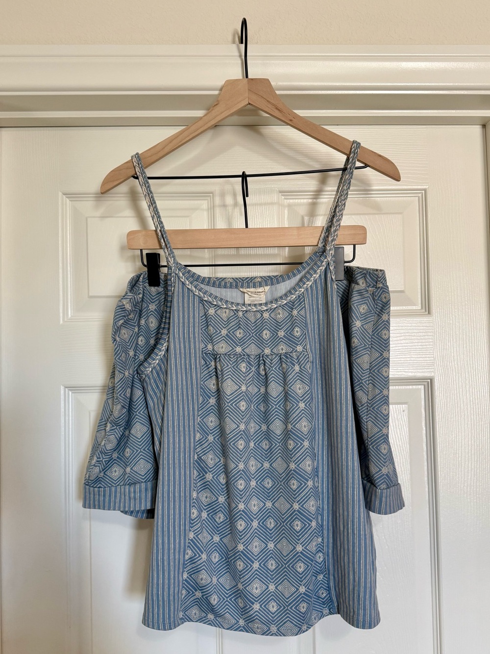 Lucky Brand Blue Boho Pajama Set XL Soft Lounge Sleepwear Cami Shorts